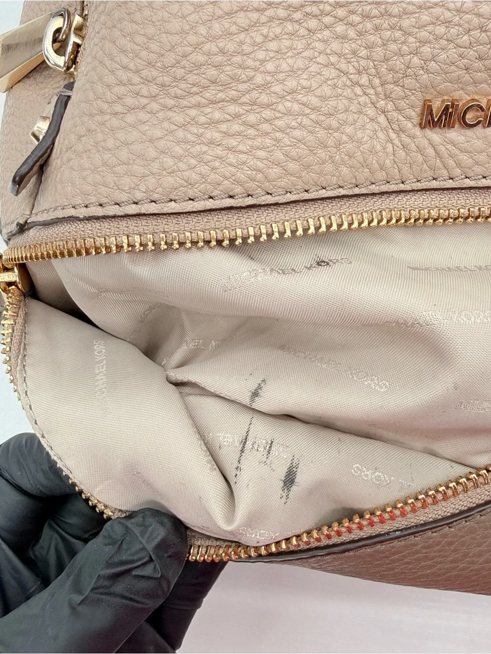 MICHAEL KORS Two-Tone Pebbled Leather Backpack